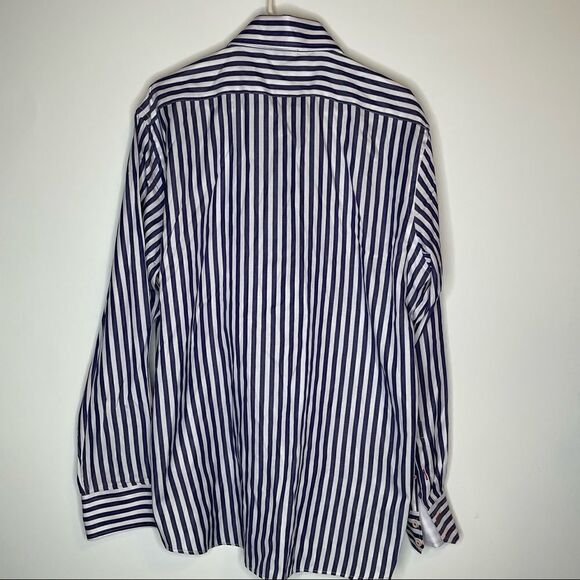 Coogi Classic Purple-White Striped Long Sleeve Button Down in XL 17.5/34-35 - Picture 4 of 7